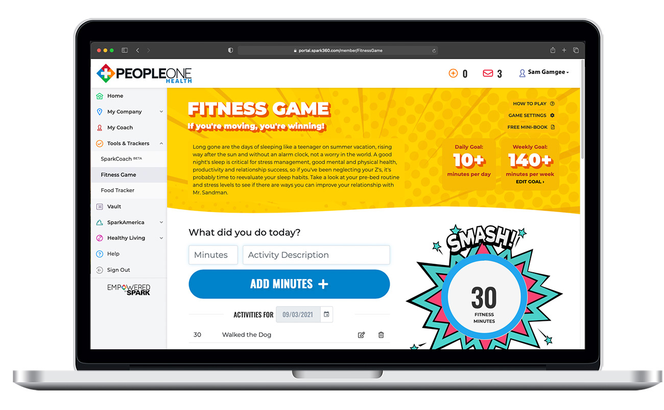 PeopleOne Health Fitness Game Screen